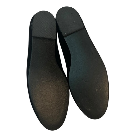 Vintage Carriage Court Holiday Flats Black Velvet Gold Jingle Bell Bow 9 - Picture 5 of 6